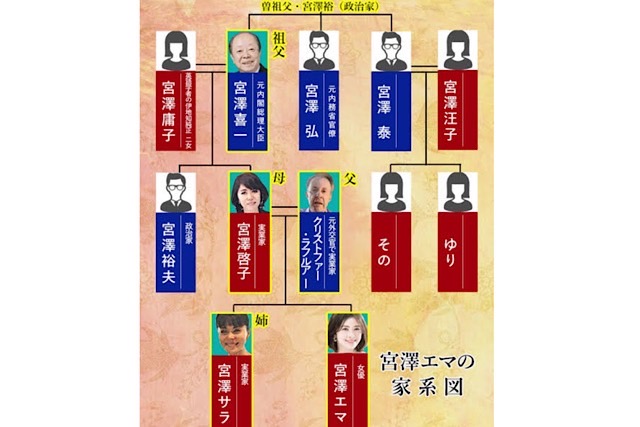 【画像】宮澤エマの政治家系図が凄すぎ！祖父は総理で父はアメリカ大使！